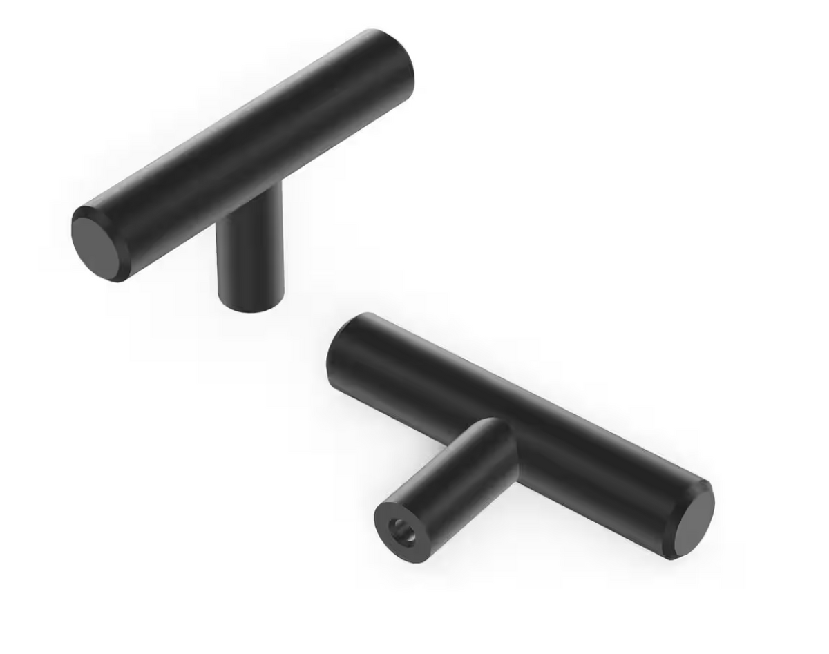 Matte Black Cabinet Knob Set: Bar Pulls & T-Knobs, 2-3/8 in. x 1/2 in. (10-Pack)