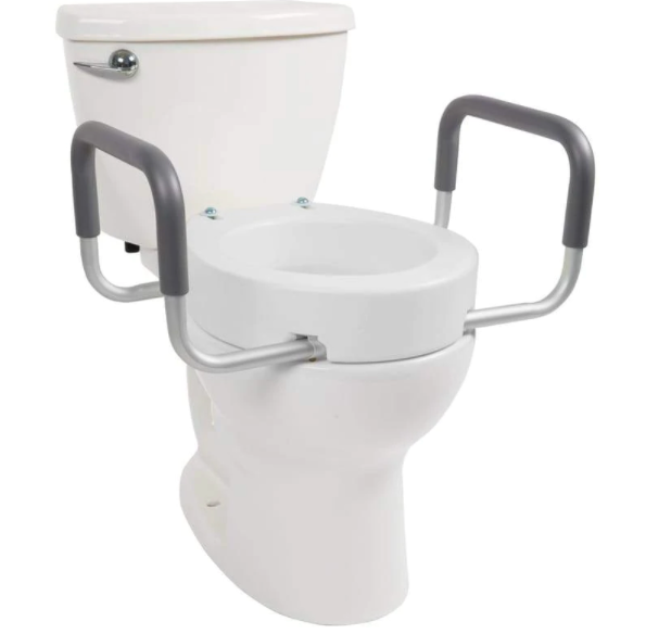 Essential Medical Supply Elevated Toilet Seat with Arms Elongated