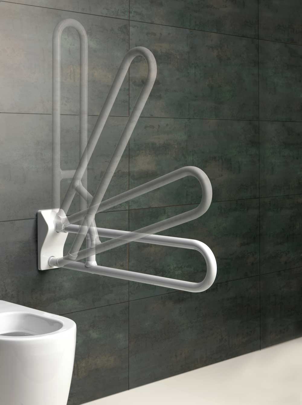 Folding & Rotating Anti-Microbial Grab Bar, Vinyl Coated