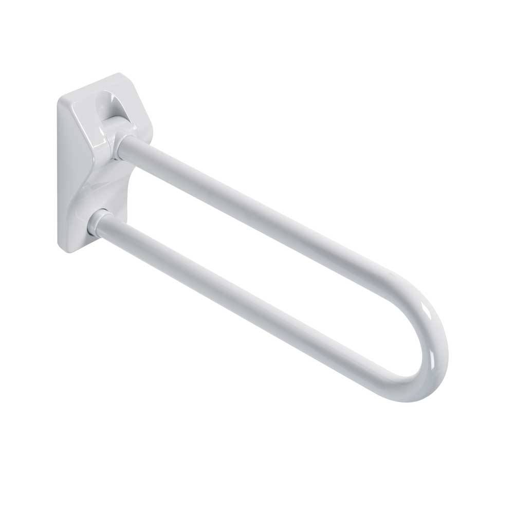 Folding Grab Bar, White, Vinyl Coated