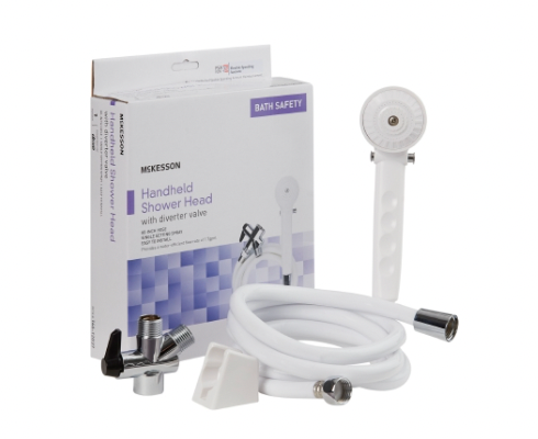 White Handheld Shower Head with 80 Inch Hose and Mounting Bracket