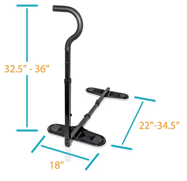 Universal Chair Cane Standing Aid with Ergonomic Stand Assist Handle in Black
