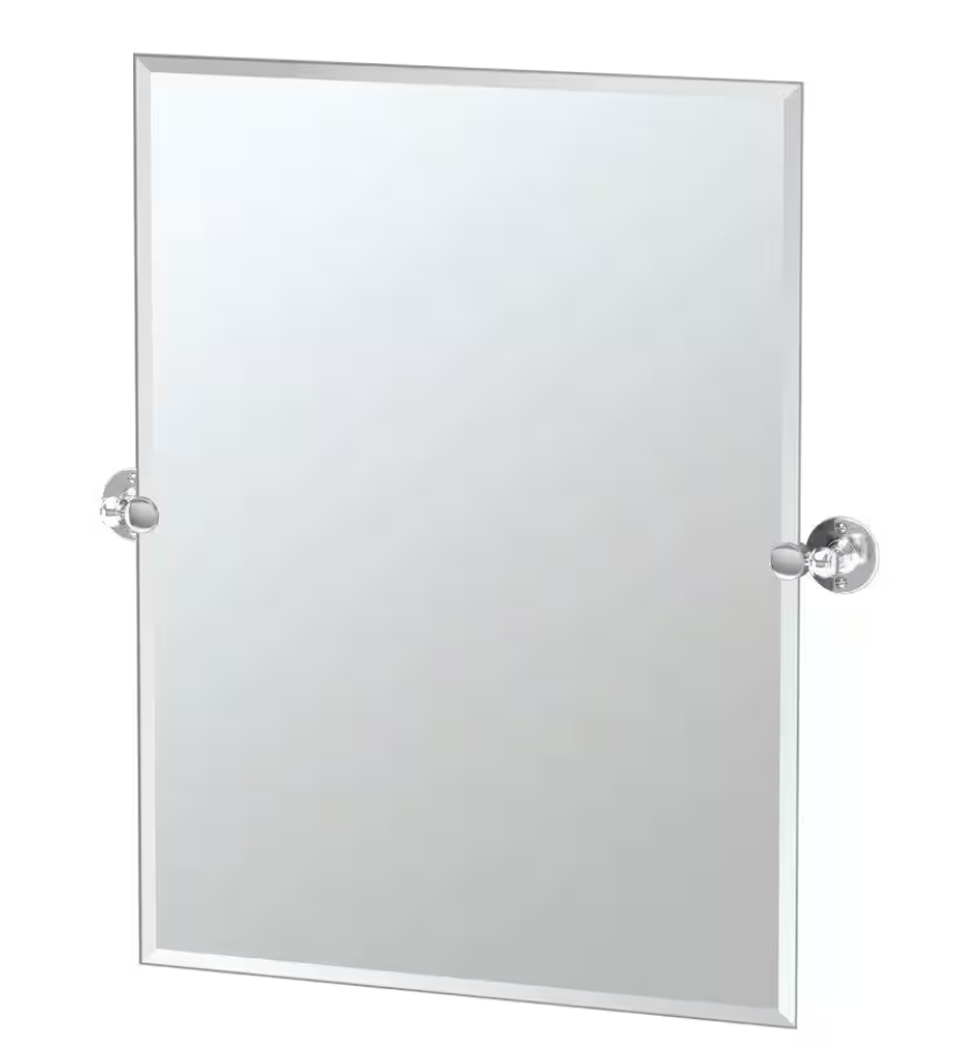 Frameless Rectangular Beveled Edge Bathroom Vanity Mirror in Chrome
