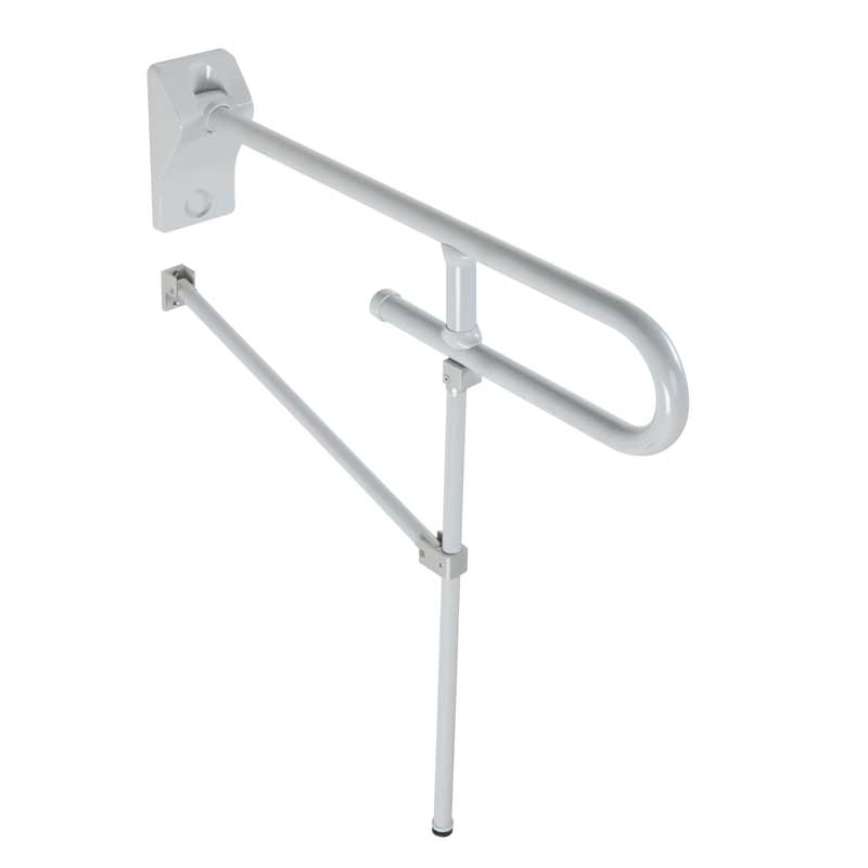 Folding Grab Bar with Floor Support Leg and No-Pinch Flange - 34"