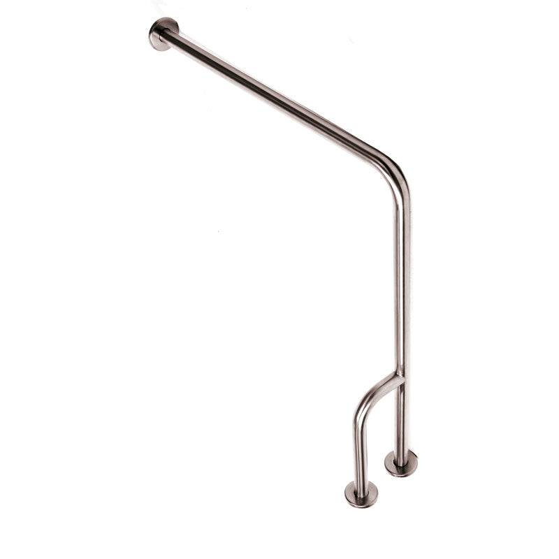 Stainless Steel 90° Wall-To-Floor Grab Bar, Reversible Outrigger - 30"x33"