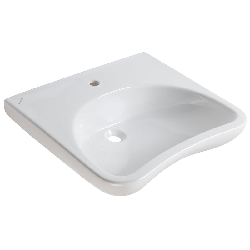 Porcelain Sink With Curved Front And Center Mount Faucet