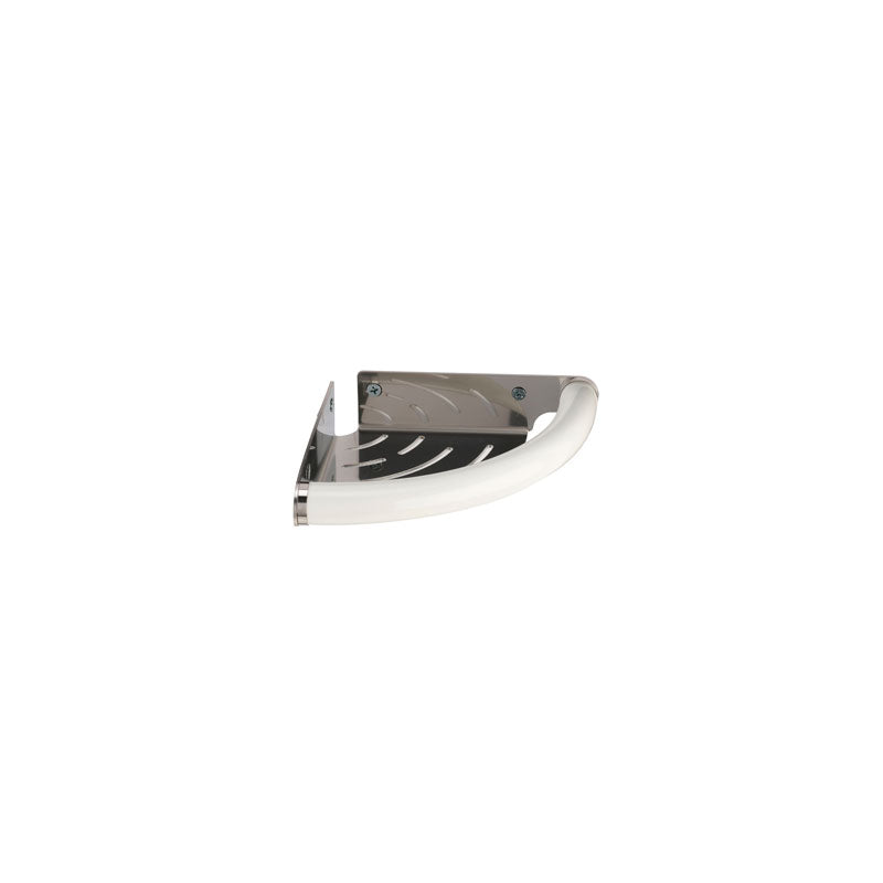 Corner Assist Grab Bar with Stainless Steel Corner Shelf, Vinyl Coating