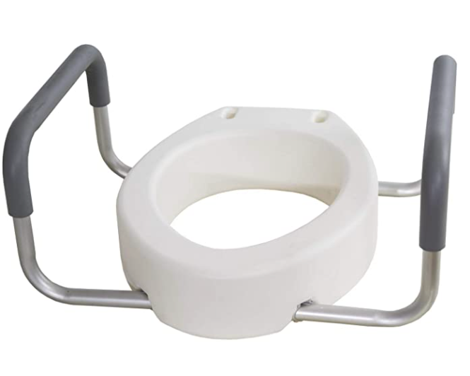 Comfortable Raised Toilet Seat with Arm Rests - Elongated Toilet